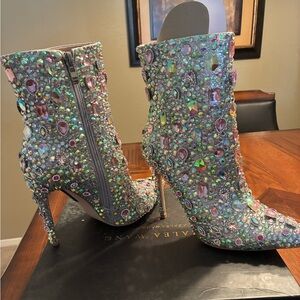 Embellished Silver and Pink Women's Boots